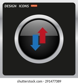 Red, blue arrow. arrow indicates the direction. icon. vector design
