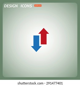Red, blue arrow. arrow indicates the direction. icon. vector design