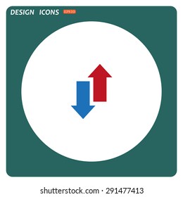 Red, blue arrow. arrow indicates the direction. icon. vector design