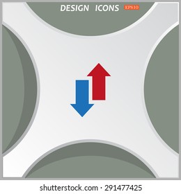 Red, blue arrow. arrow indicates the direction. icon. vector design
