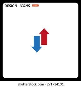 Red, blue arrow. arrow indicates the direction. icon. vector design