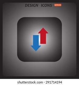 Red, blue arrow. arrow indicates the direction. icon. vector design