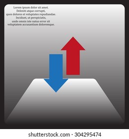 Red, blue arrow. arrow indicates the direction. icon. vector design