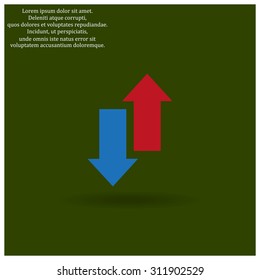 Red, blue arrow. arrow indicates the direction. icon. vector design