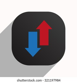Red, blue arrow. arrow indicates the direction. icon. vector design