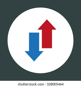 Red, blue arrow. arrow indicates the direction. icon. vector design