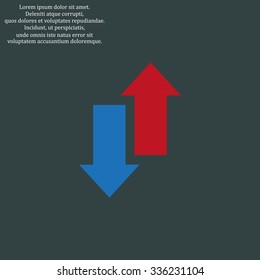 Red, blue arrow. arrow indicates the direction. icon. vector design