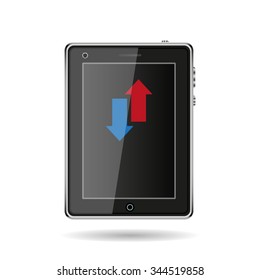 Red, blue arrow. arrow indicates the direction. icon. vector design