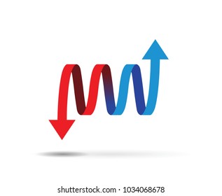 red and blue arrows