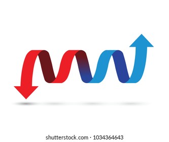 red and blue arrows