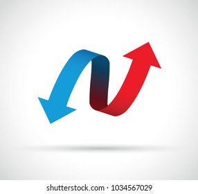 red and blue arrows