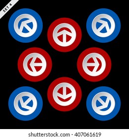 red and blue arrows in eight directions - on a black background