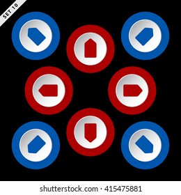 red and blue arrows, eight directions on a black background