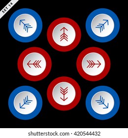 red and blue arrows in eight directions - on a black background
