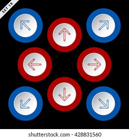 red and blue arrows in eight directions on a black background