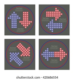 Red and blue arrows in opposite directions on a gray background .