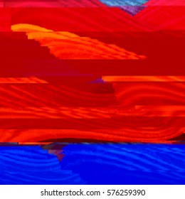Red and blue  background with light effects in style glitch- art. Vector illustration.