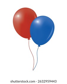 Red and blue balloons. Balloons isolated on white