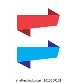 Red and blue banners on isolated background. 