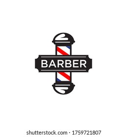 Red Blue Barber shop lamp logo design vector template