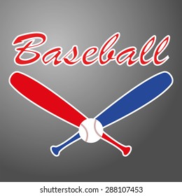 Red and Blue baseball bats, ball and baseball text. EPS 10 vector