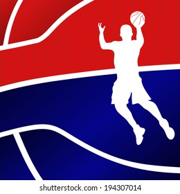 Red and blue basketball background
