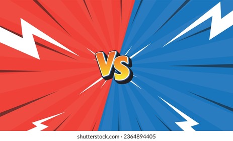 diseño de fondo de batalla rojo y azul con el logo contra.  del lado opuesto.  ilustración vectorial