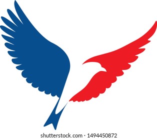 Red and blue bird logo design