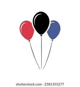 Red blue black balloons silhouette vector flat illustration design on white background.