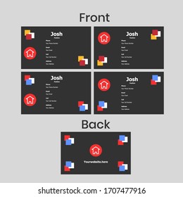 red blue with black card. creative, unique, and modern business card design template set