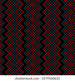 red, blue, black pixels. hand drawn squares. folk carpet. vector seamless pattern. decorative art. repetitive background. geometric fabric swatch. wrapping paper. textile design template