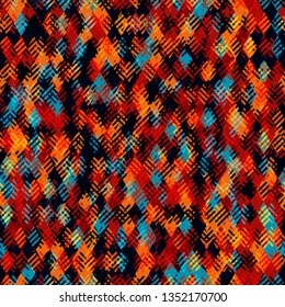 Textura sin costuras de color rojo, azul, negro con patrones de rhombus y arenque. Fondo abstracto vectorial para página web, fondo de banners, tela, decoración doméstica, envoltura