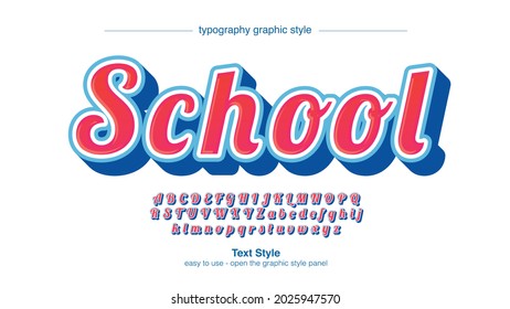 red and blue bold 3d brush cursive typography