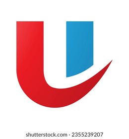 Red and Blue Bold Curvy Shaped Letter U Icon on a White Background