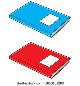 red and blue books vector illustration,isolated on white background,top view