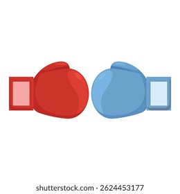 Red and blue boxing gloves facing each other, conveying a concept of competition and challenge