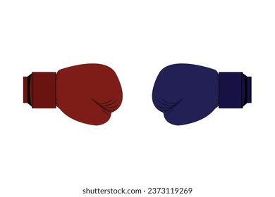 Red and blue boxing gloves isolated on white background