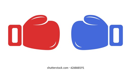 Red and blue boxing gloves isolated on white background. Vector illustration