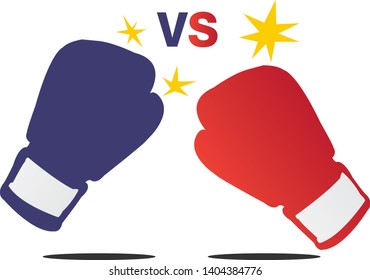 Red and blue boxing gloves ,Res Versus Blue,isolate on white background