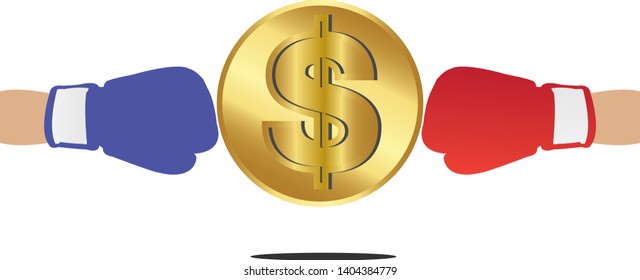 Red and blue boxing gloves ,Res Versus Blue,isolate on white background
