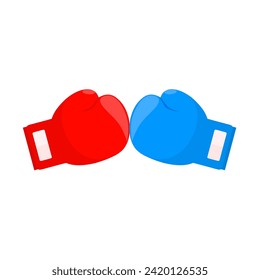 Red and blue boxing gloves vector illustration isolated on white background. Suitable for combat sports competition logos.