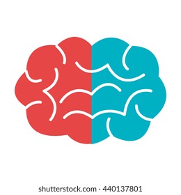 red and blue brain over isolated background,vector illustration