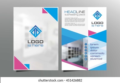Red, blue brochure flyer template design vector. Leaflet cover. Geometric layout A4 size.