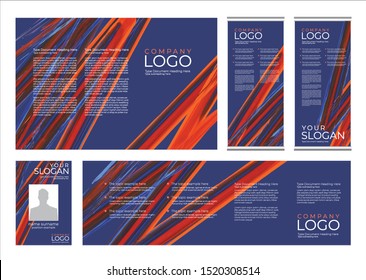 Red and blue brush stroke paint on blue background, Corporate identity layout template design for company event. Use for report, marketing, advertising, brochure, modern style.