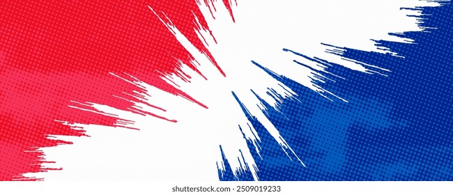 Pinceladas rojas y azules sobre un fondo blanco
