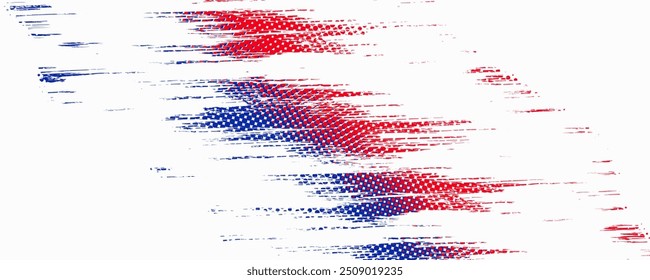 red and blue brush strokes on a white background
