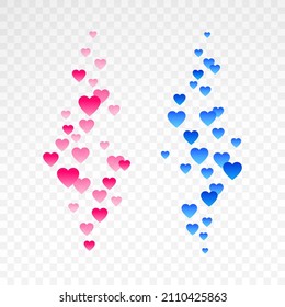 Red, blue bubble heart for live stream video chat  isolated on white  background. Web botton social media. Network symbol content. Vector flat design tamplate illustration