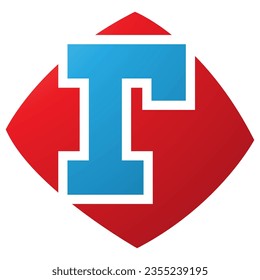 Red and Blue Bulged Square Shaped Letter R Icon on a White Background