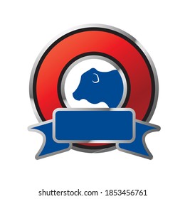 red and blue bull head icon isolated on white
