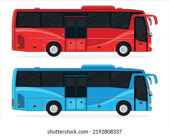 Ilustración de bus rojo y azul